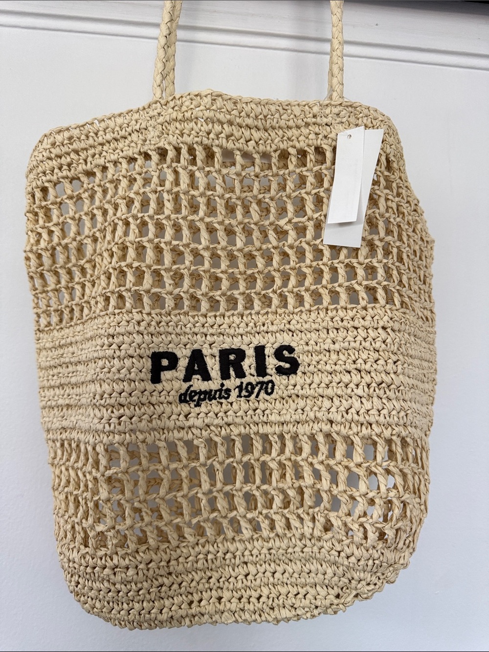 H&M Beige Crochet 'PARIS' Logo Tote Bag - Picture 11 of 11
